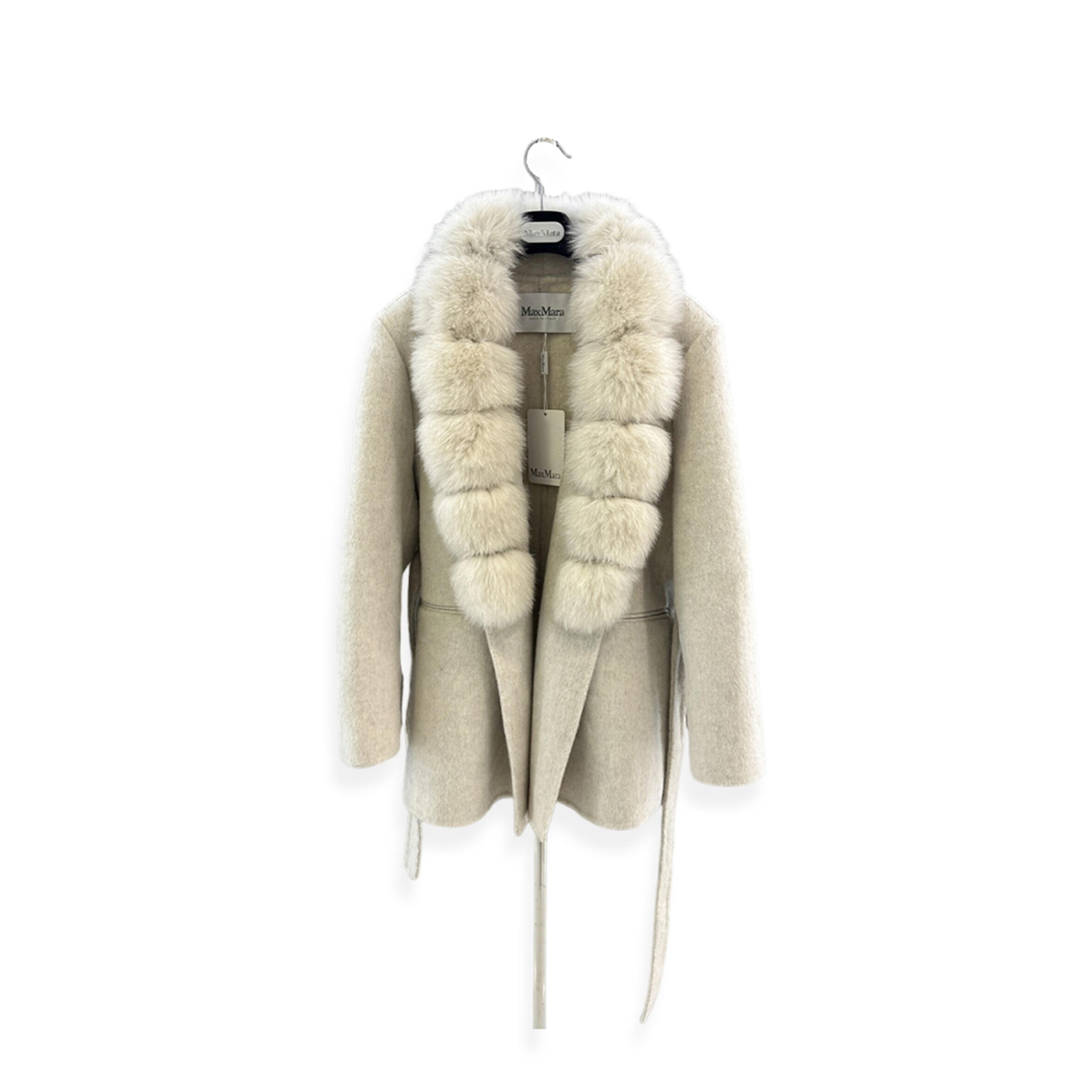 MAXMARA WOOL COAT WITH FUR COLLAR WOMEN 